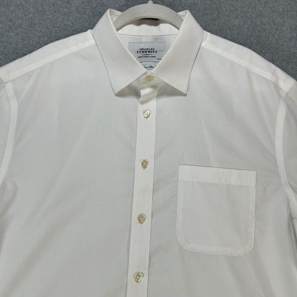 Charles Tyrwhitt Dress Shirt Slim Fit Mens 17.5 White Business Formal Office